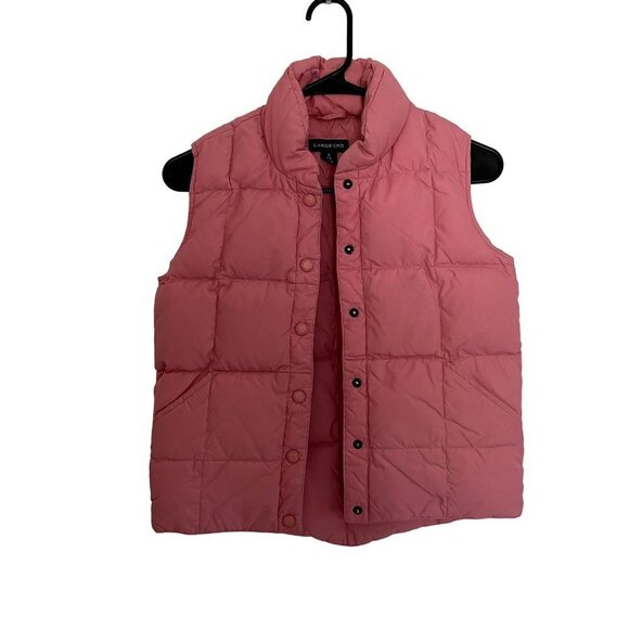 Lands' End Other - Lands' End pink puffer vest winter comfortable nylon feathers warm classic style